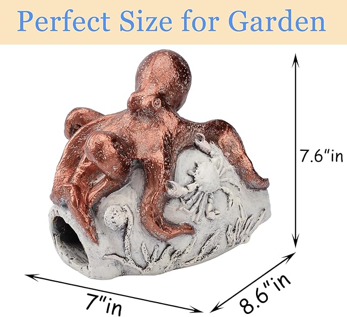 Real Octopus Gutter Downspout Extender Statue, Garden Animal Decor Gutter Extension, Splash Block, Eco-Friendly Resin, Outdoor Decor Sculpture, Gutter Diverter Rain Perfect for 3"x4" Downspout