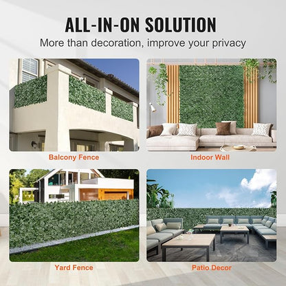 VEVOR Artificial Ivy Privacy Fence Screen, 39 x 158 in Faux Ivy Vine Leaf Hedges Fence, Greenery Privacy Fence with Mesh Cloth Backing, Green Wall Decoration for Outdoor Garden, Yard, Balcony