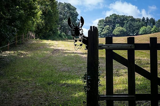 Farm Peeping Donkey Metal Art Garden Sculpture, Peeping Animals Metal Art for Garden Fence Decoration Outdoor Decoration for Farmhouse, Yard, Lawn (3)