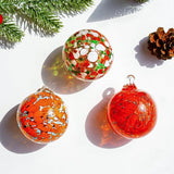 Set of 3 Hand Blown Glass Ball Ornament 2.3in Hanging Glass Gazing Balls Decor for Garden Patio