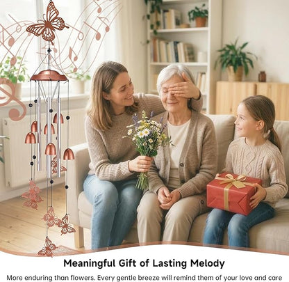 Butterfly Wind Chimes for Outside, Metal Aluminum Wind Chime, Memorial Gifts for Women Mom, Outdoor Garden Yard Decor