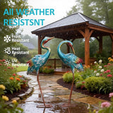 Natelf Crane Statues for Garden Decor, Blue Heron Sculptures, Metal Large Birds Lawn Sculptures & Statue for Patio Pond, Yard Decorations, Set of 2