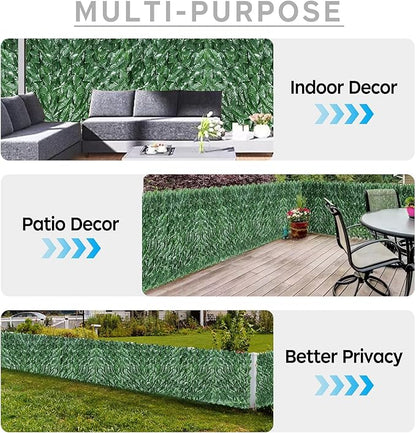 Artificial Ivy Privacy Fence Screen,59"x118" UV-Anti Fake Leaves Plant Vine,Privacy Hedges Wall for Indoor Outdoor Garden Backyard Decor,Color Green Pineapple Leaves