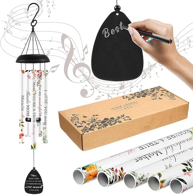 32 Inch Gifts for Mom Wind Chimes Unique Moms Birthday Gift from Daughter Son Large Floral Style Mother Wind Chimes for Mothers Day Thanksgiving Christmas Birthday