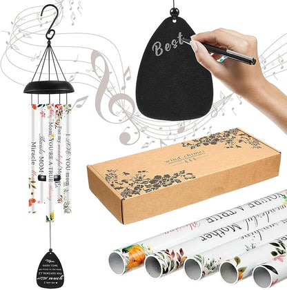 32 Inch Gifts for Mom Wind Chimes Unique Moms Birthday Gift from Daughter Son Large Floral Style Mother Wind Chimes for Mothers Day Thanksgiving Christmas Birthday