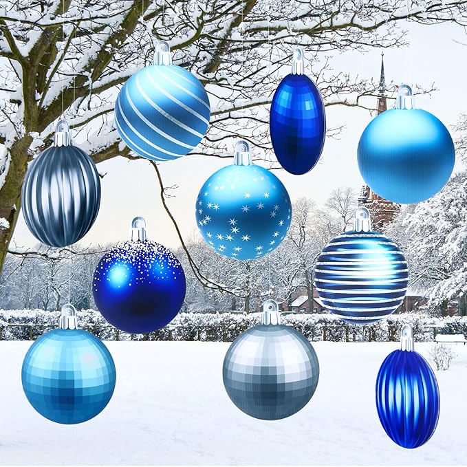 Sumind 10 Pieces Large Christmas Decorations Outdoor Christmas Hanging Ornaments Yard Lawn Signs Round Double Sided Porch Ornaments for Xmas Party Decor(Cool Style)