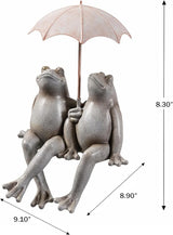 Hi-Line Gift Ltd. Sitting Couple Frogs W/Umbrella Garden Statue Yard Decor