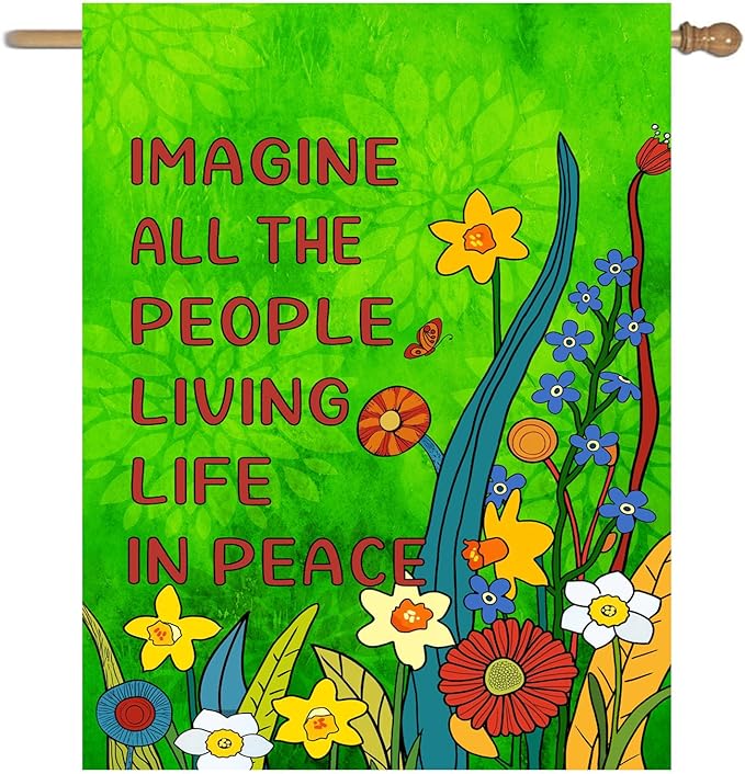 Imagine All the People Living Life in Peace Garden Flag Green 28x40 Double Sided Large Summer House Flags Flower Yard Banner