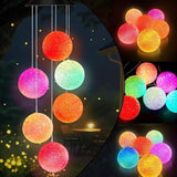 Solar Wind Chime for Outside,2 Pack Hanging Wind Chimes for Outside,Solar Powered Color Changing Crystal Ball WindChimes,Patio Yard Outdoor Garden Porch Decor,Unique Ourdoor Gifts for Mom Grandma