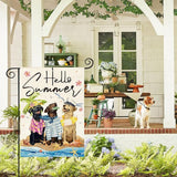 AVOIN colorlife Hello Summer Sea Beach Dogs Garden Flag 12x18 Inch Double Sided Outside, Floral Starfish Seasonal Holiday Yard Outdoor Decoration