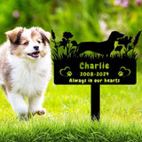 Custom Dachshund Dog Memorial Grave Marker,Personalized Flora Dog Memorial Stake,Dog Memorial Plaque Burial Stake Engraved Sign,Sympathy Grave Stake for Lost Dog,Dog Statue Headstone