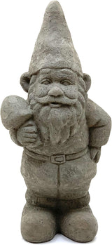 Vintage Garden Gnomes (Set/5): Solid Durable Stone Statue with Aged Texture. Sealed for Outdoor Use. Handcrafted USA. (Antique/Gray)