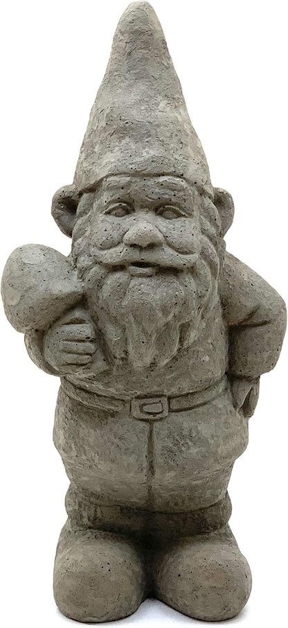 Vintage Garden Gnomes (Set/5): Solid Durable Stone Statue with Aged Texture. Sealed for Outdoor Use. Handcrafted USA. (Antique/Gray)