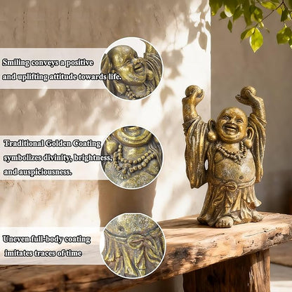 17" Laughing Buddha Statue Outdoor, Large Buddha Statue, Zen Garden Decor Gifts for Room/Patio/Deck/Porch Yard Art Decoration