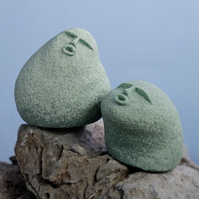 Cute Stone Primitive Man Figurine: Funny Stoneman Statue for Outdoor Decor, Carving Face Garden Home Decoration Fish Tank Ornament - Set of 3