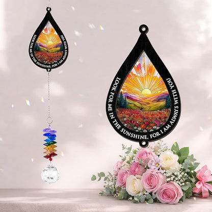 2 Layered Ornament Suncatcher - Look for Me in The Sunshine - Sympathy Gift for Loss of Loved One - Grief Gifts - Heaven Funeral Keepsake - Home Garden Decor - Mother's Day
