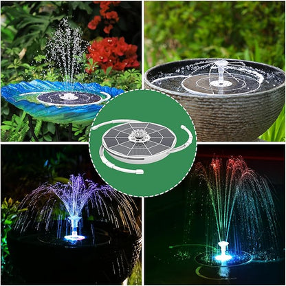 AISITIN 6.5W Solar Fountain Pump with Colorful LED Lights, 3000mAh Battery, Anti-Drift Brackets, 10 Nozzles, Remote Control, Solar Powered Bird Bath Fountain for Outdoor Garden Pond Fish Pond Backyard