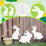 MorningRo 3 Pcs Large Easter Bunny Yard Signs Metal Rabbit Garden Stakes Easter Bunny Lawn Decorations Outdoor White Decorative Yard Decoration with Stake for Holiday Decor