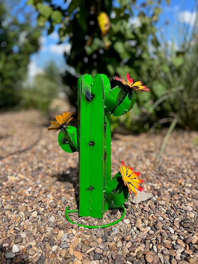 Mini Metal Saguaro - Garden Art (Green)