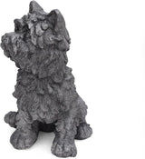 Havemies Cricket Dog Cast Stone Garden Statue, Outdoor Terrier Dog Garden Statue, Antique Gray Finish, No Assembly Required