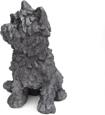 Cricket Dog CAST SONE Garden Statue, Outdoor Terrier Dog Garden Statue, Antique Gray Finish, No Assembly Required