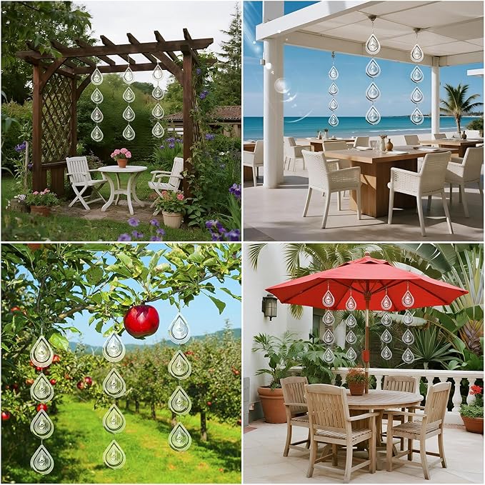 12Pcs Bird Scare Discs, 3 Set Highly Reflective Hanging Wind Spinners Outdoor Metal Bird Reflectors for Outside Garden Decor Lightweight Bird Devices to Scare Birds Away from Yard Porch