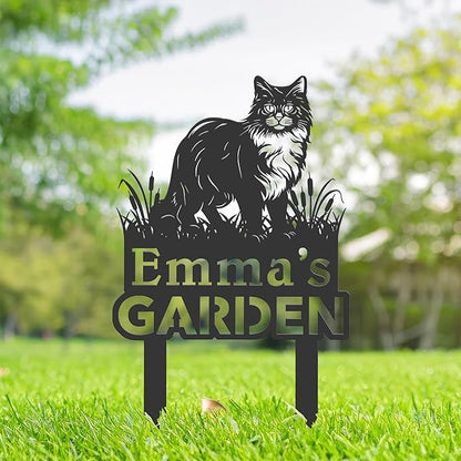 Personalized Cute Cat Kitten Metal Garden Sign,Custom Yard Sign With Stake,Outdoor Garden Décor,Pet Cat Lawn Garden Decorated Statue,Cat Sympathy Yard Metal Sign,Cat Lover Gifts Kailyard Plaque.