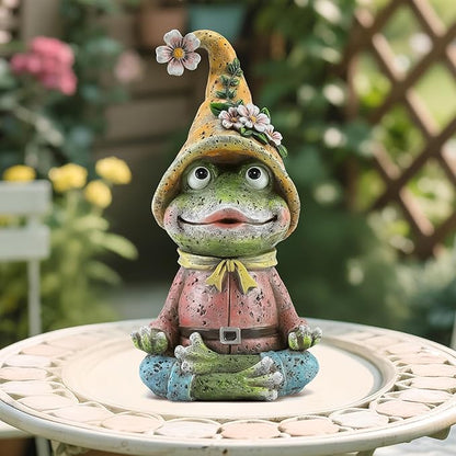 Garden Yoga Frog Statues Outdoor Meditation Zen Yoga Frogs Resin Figurines, Garden Home and Decoration for Patio Yard Lawn, Gifts for Women, 9.4 Tall Inches Green Frogs Sculptures