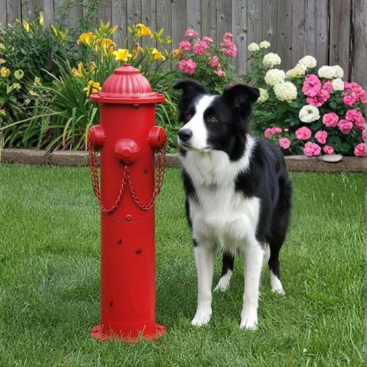 Fire Hydrant for Dogs to Pee On, 24" Metal Dog Fake Fire Hydrant Pee Post Red for Outdoor Training, Pee Pole with Ground Stakes, Fillable Base for Yard, Garden, Patio