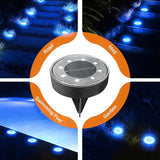Siatom Solar Ground Lights 8 Pack, IP68 Waterproof Solar In-Ground Light for Outdoor, Flat Landscape Lighting, Garden Disc Light for Pathway, Walkway, and Yard - 8 Pcs (Blue)