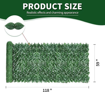 Artificial Ivy Privacy Fence Screen,59"x118" UV-Anti Fake Leaves Plant Vine,Privacy Hedges Wall for Indoor Outdoor Garden Backyard Decor,Color Green Pineapple Leaves