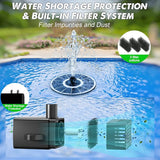 Yzert Solar Fountain Glass Panel with 2200 mah Battery, 3.5W Floating Solar Water Fountain with 4 Fixed Rods, Solar Pump for Bird Bath, Garden, Pond, Pool, Outdoor (White Panel Colorful Lights)