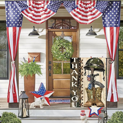 AVOIN colorlife Memorial Day Thank You Heroes Garden Flag 12x18 Inch Double Sided, Military Soldiers Boots Patriotic Veteran Yard Outdoor Decoration