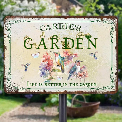 Custom Metal Signs with Name Made in USA Personalized Vintage Garden Sign Waterproof Vintage Decorative Metal Print for Wall Decor Customized Home Garden Ideas Gifts Artwork Prints for Yard Outdoor