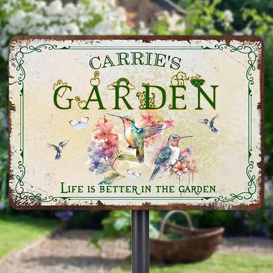 Custom Metal Signs with Name Made in USA Personalized Vintage Garden Sign Waterproof Vintage Decorative Metal Print for Wall Decor Customized Home Garden Ideas Gifts Artwork Prints for Yard Outdoor