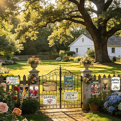 Funny Garden Sign Outdoor Greenhouse Decor Vintage Garden Metal Tin Signs Gardening Gifts For Women Mushroom Wall Art Gardening Because Murder Is Wrong Sign Yard Decor Plant Signs 12x8 Inch