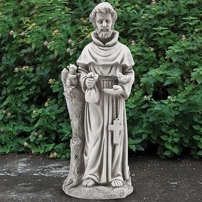 YOLENY St Francis Garden Statue Outdoor, 30.7" H Saint Francis of Assisi Statue Outside Religious Sculpture for Patio Decor