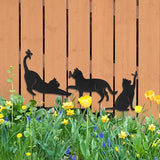 Glitzhome Metal Cat Decorative Garden Stakes, Lifelike Black Silhouette Die-Out Cats Spring Garden Yard Art 2-in-1 Design for Yard Stake or Wall Decor, 3 Packs