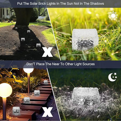 MLKNK Solar Brick Lights-Outdoor Solar Lights for Yard-Solar Brick Landscape Path Light 3 Pack LED Light Brick Garden Decor for Pathway Patio Walkway Backyard Decoration