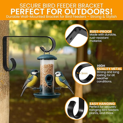 Harrier Hardware Metal Plant Hangers Outdoor - Wall Mounted Hanging Plant Bracket, 6 Inches, Set of 2, Ideal for Small Plants, Bird Feeders, Wind Chimes (Black)