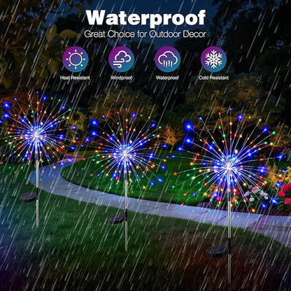 btfarm 10 Pack Solar Garden Lights Outdoor, 8 Modes Firework Lights Solar Powered, Waterproof Twinkle Fairy Light Outside for Yard Patio Pathway Pool Christmas Party Decorative, Multicolor