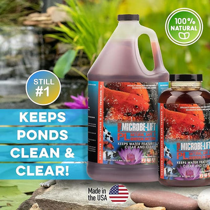 MICROBE-LIFT PL Pond Bacteria and Outdoor Water Garden Cleaner, Safe for Live Koi Fish, Plant Life, and Decor, 16 Ounces