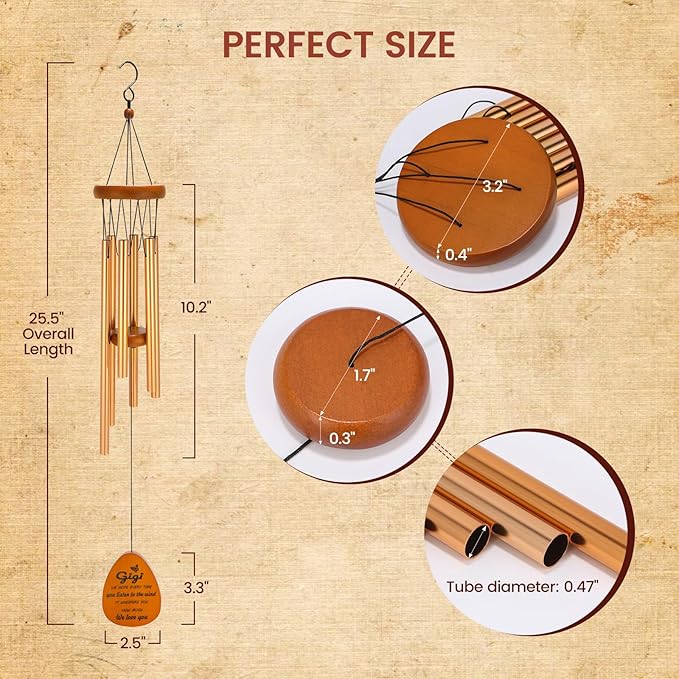 Gigi Wind Chime,Gifts for Gigi, Birthday Gift from Grandchildren, Gift Ideas for Mothers Day, Thanksgiving, Christmas