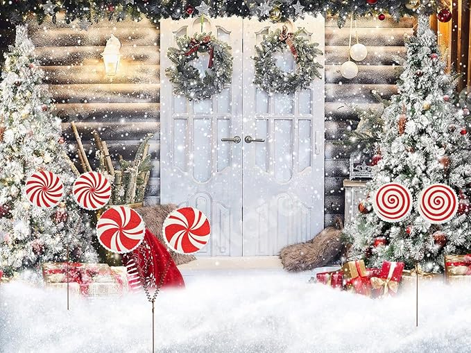 Christmas Candy Cane Lollipop Yard Stakes, Outdoor Holiday Decorations, Peppermint swirPathway Markers, Festive Garden Lawn Decor for Christmas Party and Winter Display, Set of 3