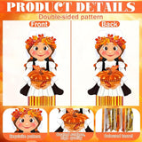 DoubleFill 8 Pcs Thanksgiving Pilgrim Outdoor Hanging Decorations with Tassels Fall Autumn Pilgrim Harvest Yard Signs for Farmhouse Festival 3.3 ft Home Lawn Yard Party Supplies Garden Decor