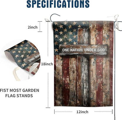 Patriotic American Garden Flag One Nation Under God Christian Flags for Outside 12x18 Double Sided Small 250 Anniversary USA 4th of July Independence Memorial Day Decor