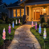 Solar Flower Lights Outdoor - 4 Packs 80 LEDs Upgraded Solar Powered Lights for Garden Patio Yard Pathway Decor - Waterproof Outside Solar Flower Decoration - Gift for Women Mom Grandma
