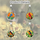 DASTOLL Stained Glass Window Hanging 4 Pcs Set Birds 6.3" - Cardinal Blue Jay Suncatcher Door Garden Sun Catcher Decor Birthday Christmas for Bird Lovers Mom Woman Nana Men
