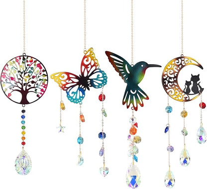 Hummingbird Crystal Suncatcher, Hanging Garden Suncatchers, Hummingbird Crystal Decoration for Window & Garden, Decorative Hanging Ornament