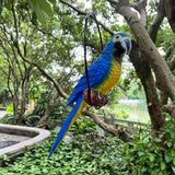 Hanging Parrot Macaw Sculpture Ring Perch Indoor/Outdoor Statue for Patio Home Garden, Medium 15 Inch Tall